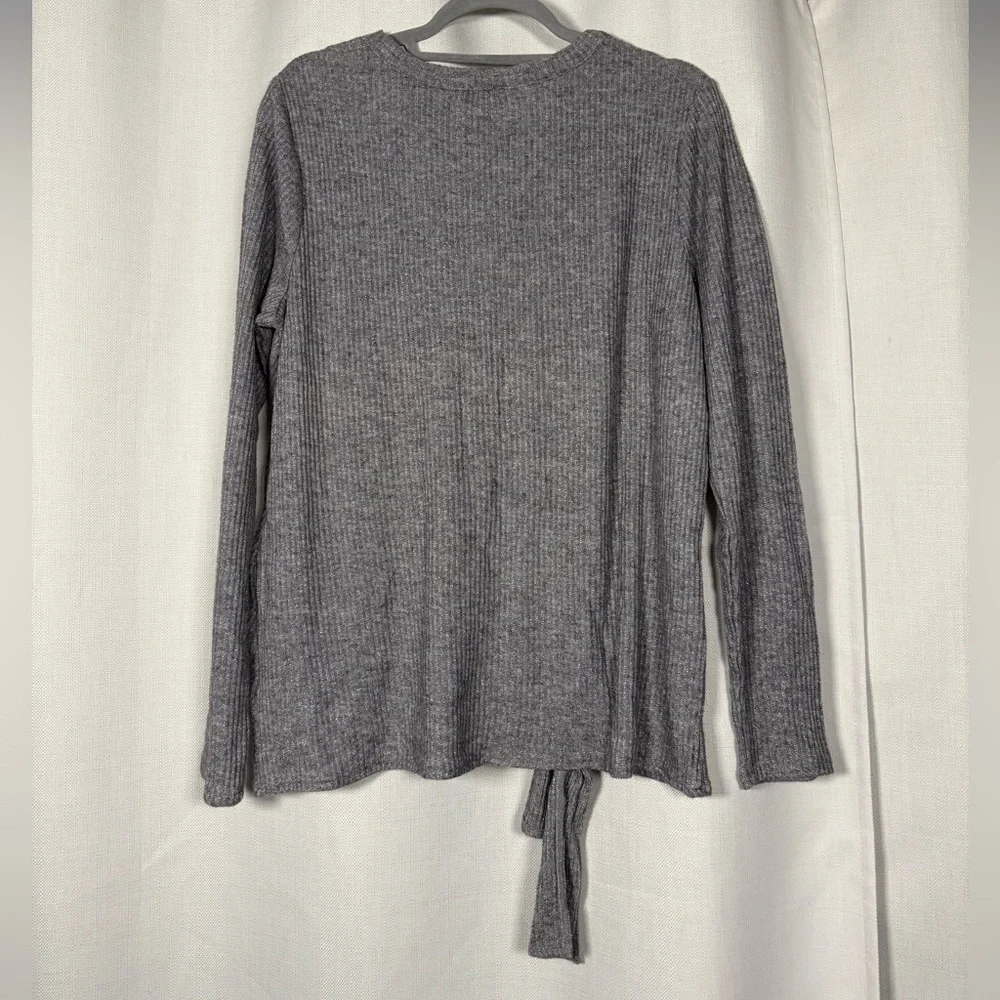 Simply Vera Vera Wang Silver Grey Tie Waist Crewneck Sweater Size XL - Picture 3 of 9